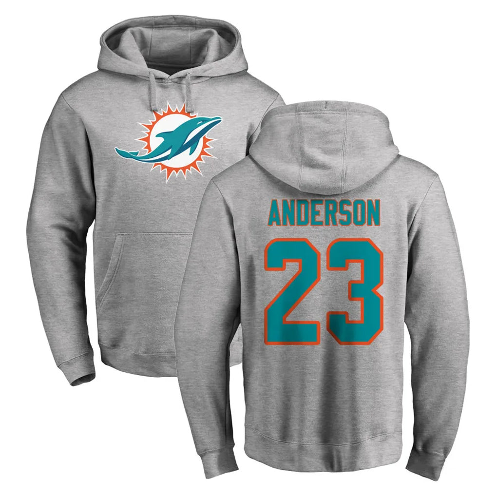 Ndoa M.Dolphins #23 Zayne Anderson Player Gray LOGO Pullover Hoodies Limited Stitched Jerseys