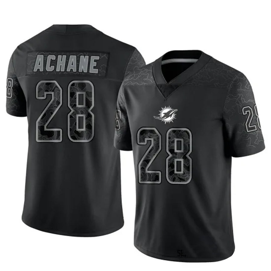 Ndoa M.Dolphins #28 De??£¤Von Achane Player Black RFLCTV Limited Stitched Jerseys