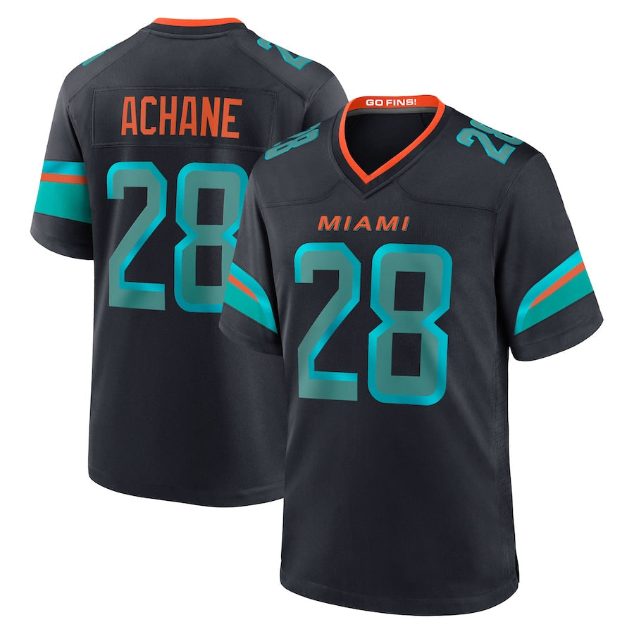 Ndoa M.Dolphins #28 De??£¤Von Achane Player Blue Rivalries Collection Game Stitched Jerseys