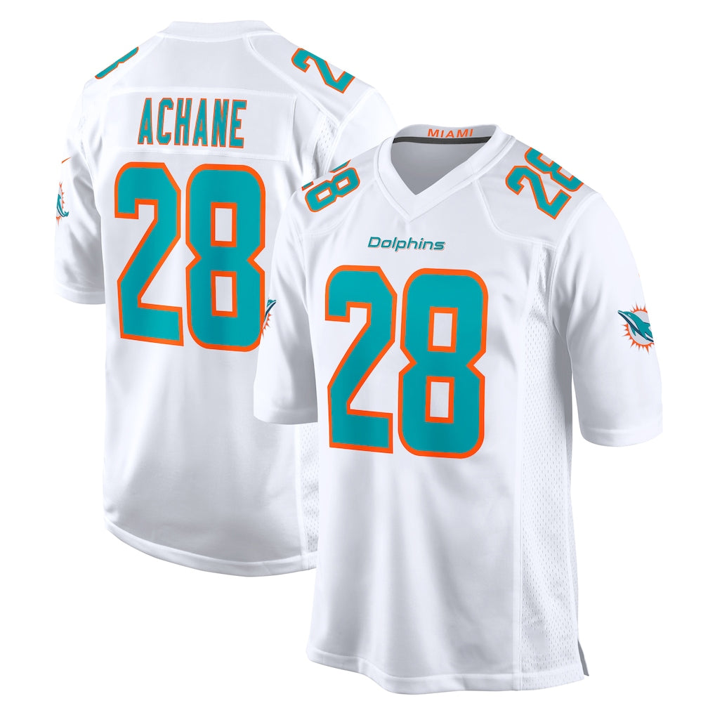 Ndoa M.Dolphins #28 De'Von Achane Player White Limited Home Game Stitched Jerseys