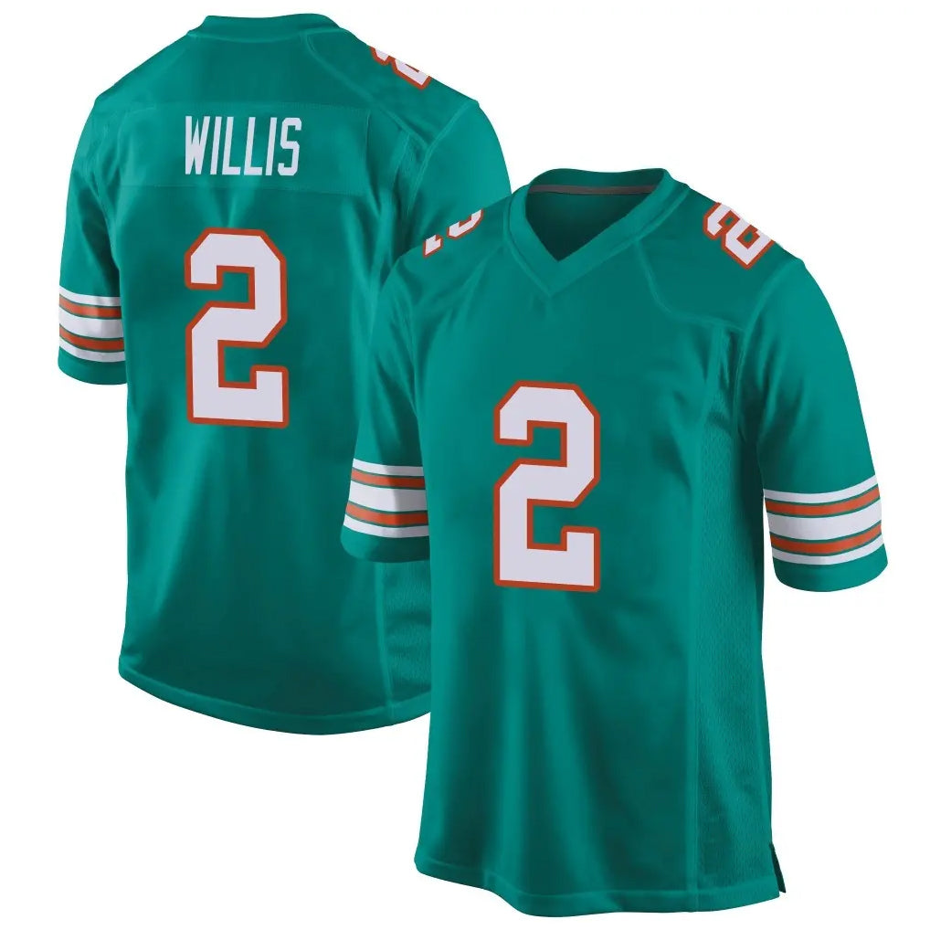 Ndoa M.Dolphins #2 Malik Willis Player Aqua Alternate Home Game Stitched Jerseys