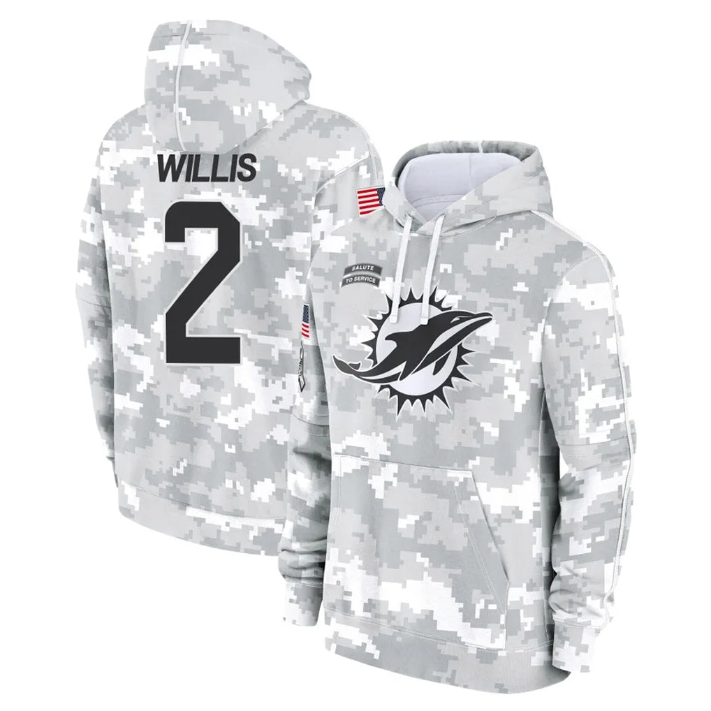 Ndoa M.Dolphins #2 Malik Willis Player Arctic Camo Salute to Service Hoodies Limited Game Stitched Jerseys
