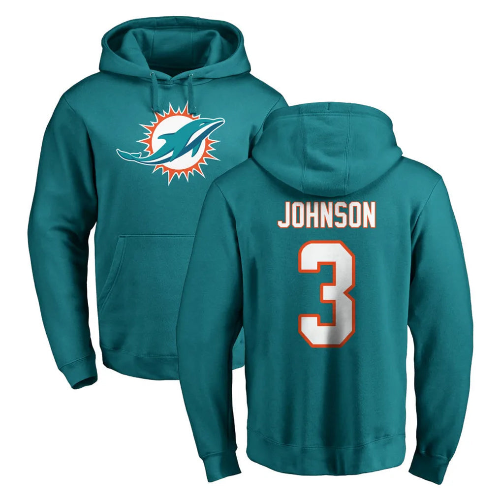 Ndoa M.Dolphins #3 Chris Johnson Player Aqua LOGO Pullover Hoodies Limited Stitched Jerseys