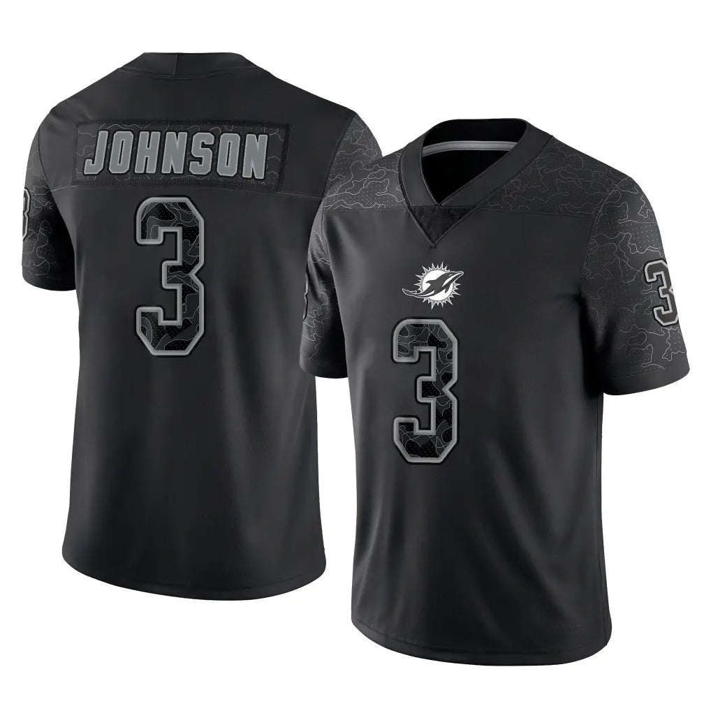 Ndoa M.Dolphins #3 Chris Johnson Player Black Reflective Limited Game Stitched Jerseys