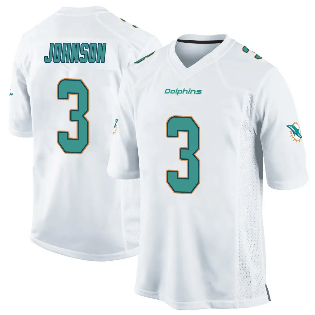 Ndoa M.Dolphins #3 Chris Johnson Player White Home Game Stitched Jerseys