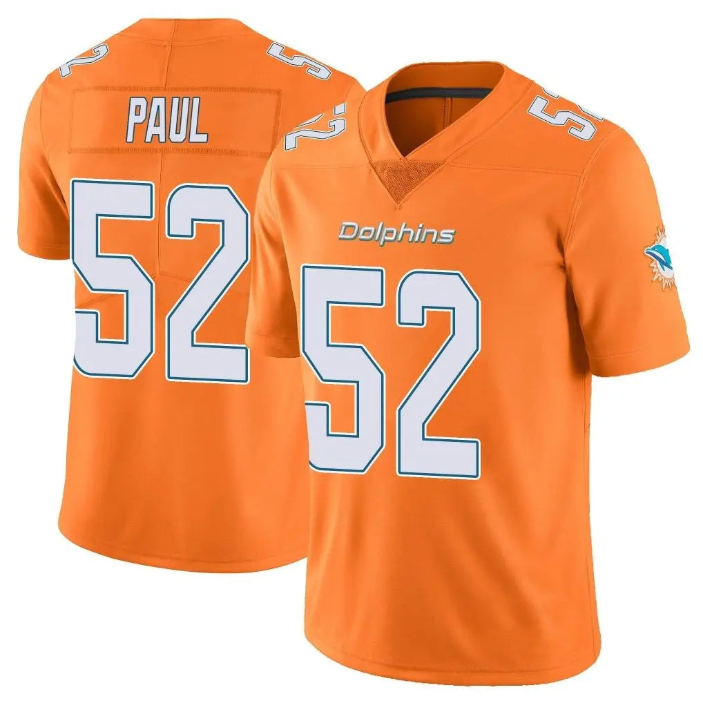 Ndoa M.Dolphins #52 Patrick Paul Player Orange Limited Home Game Stitched Jerseys