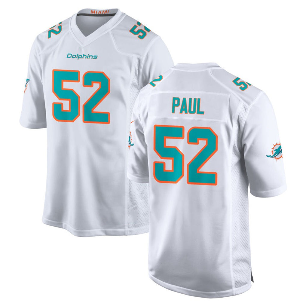 Ndoa M.Dolphins #52 Patrick Paul Player White Limited Home Game Stitched Jerseys