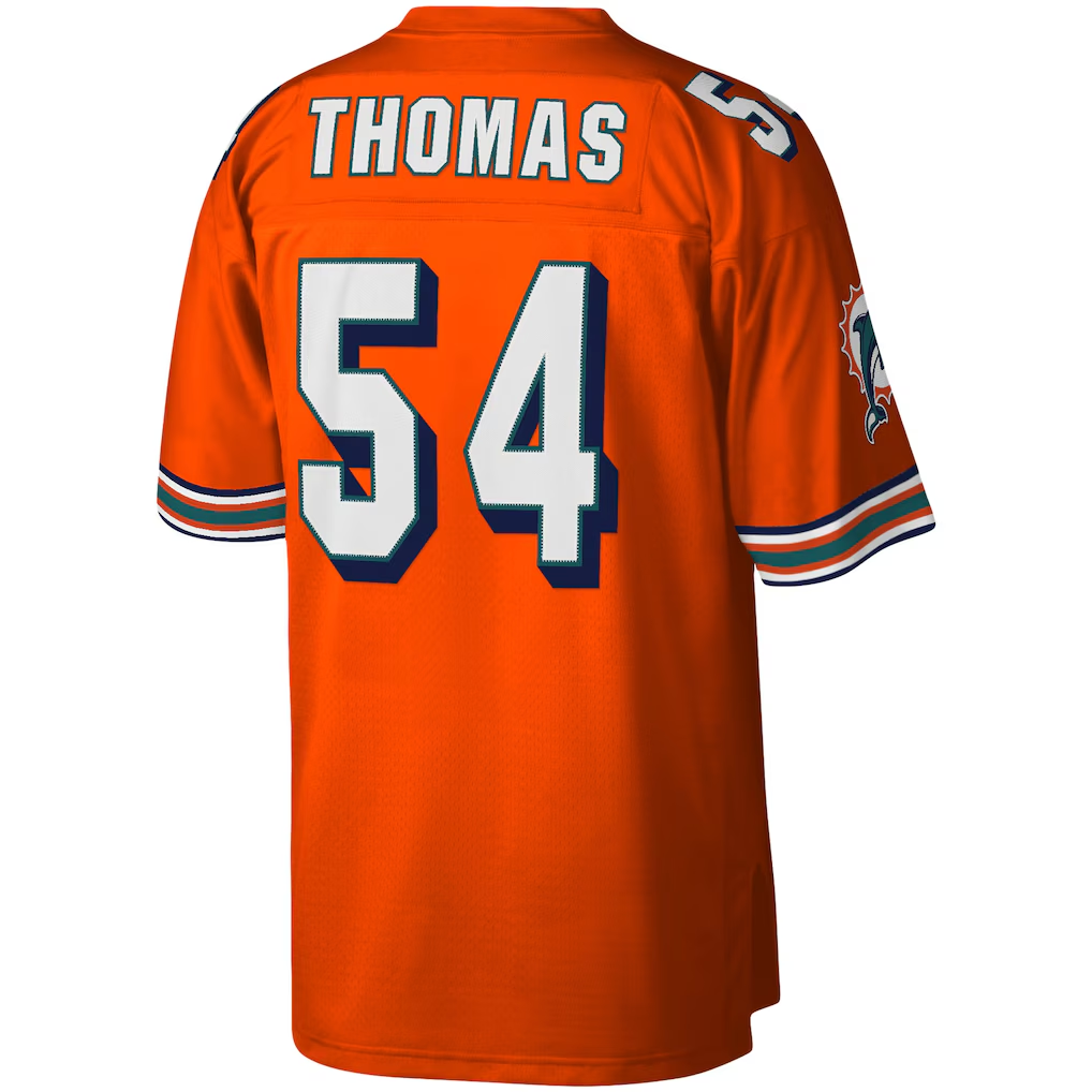 Ndoa M.Dolphins #54 Zach Thomas Mitchell & Ness Orange Legacy Replica Stitched Puhic Jersey