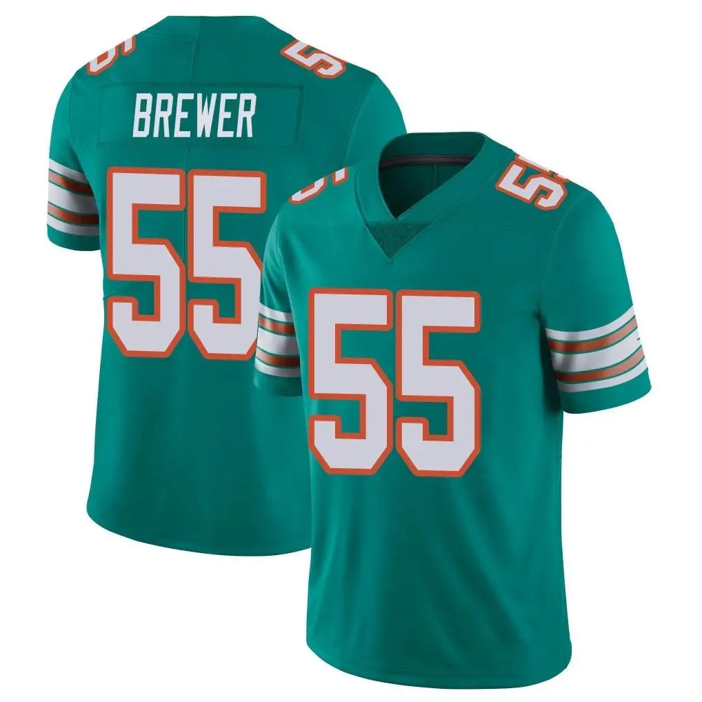 Ndoa M.Dolphins #55 Aaron Brewer Player Aqua Limited Alternate Vapor Untouchable Home Game Stitched Jerseys