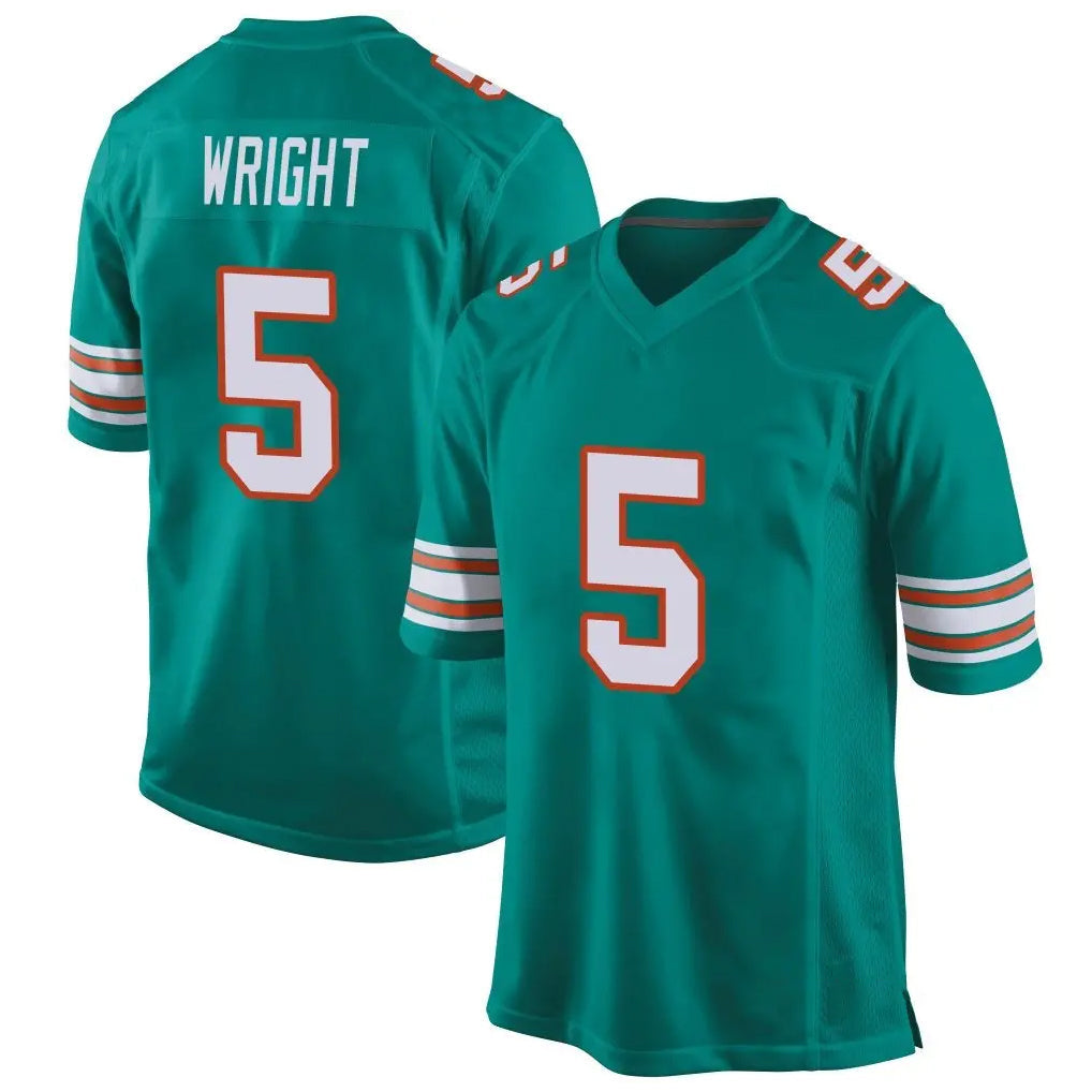 Ndoa M.Dolphins #5 Jaylen Wright Player Aqua Alternate Home Game Stitched Jerseys
