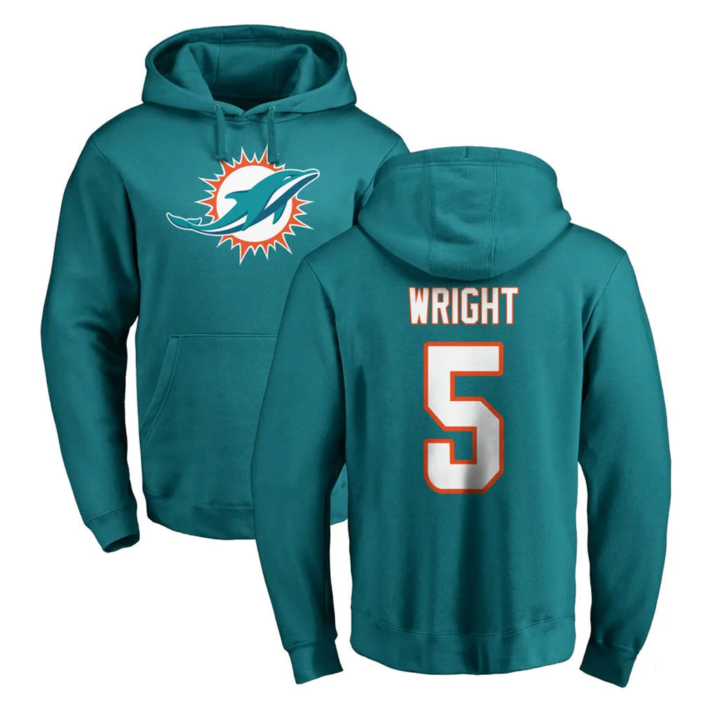 Ndoa M.Dolphins #5 Jaylen Wright Player Aqua LOGO Pullover Hoodies Limited Stitched Jerseys