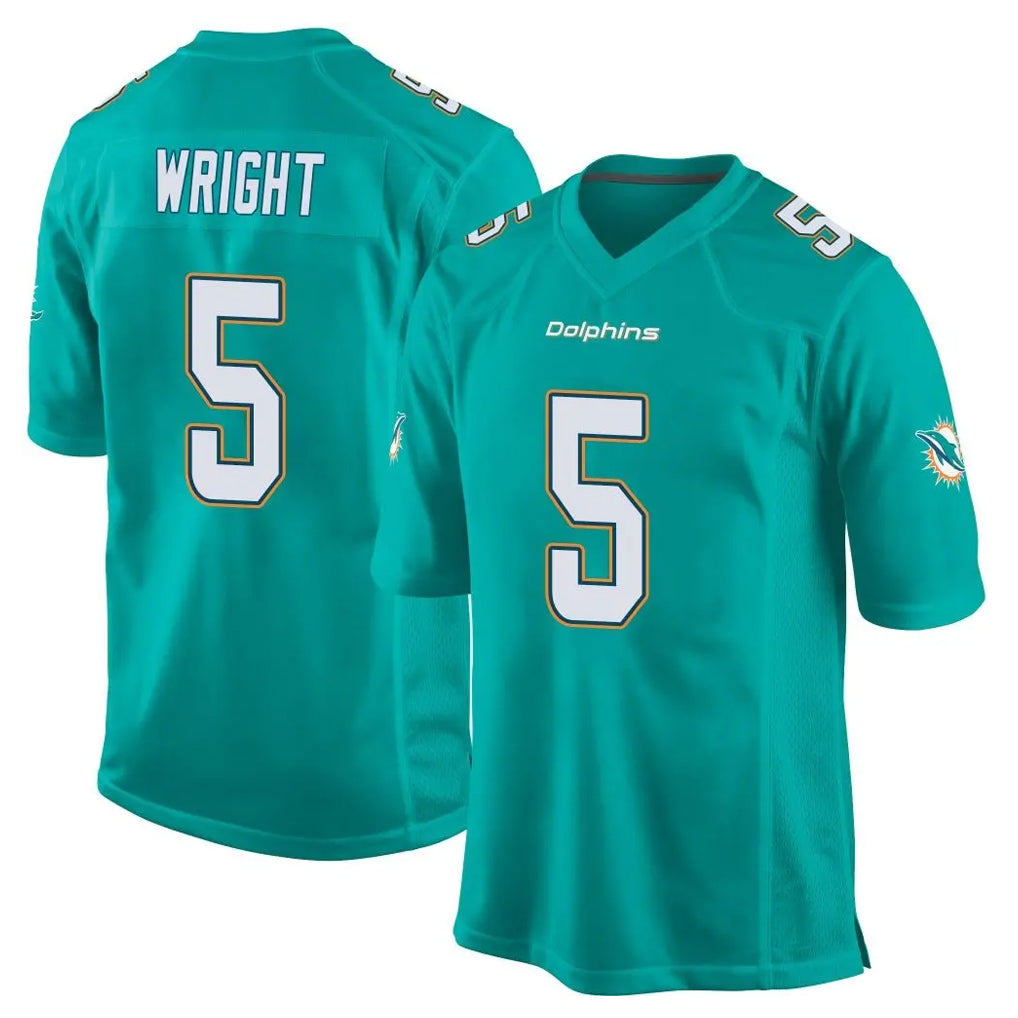 Ndoa M.Dolphins #5 Jaylen Wright Player Aqua Team Color Home Game Stitched Jerseys