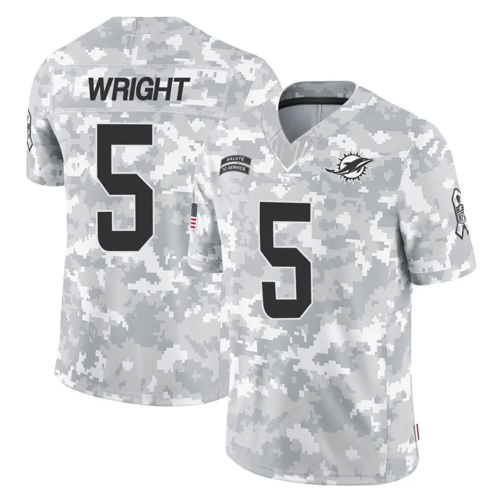 Ndoa M.Dolphins #5 Jaylen Wright Player Arctic Camo Salute To Service Limited Game Stitched Jerseys