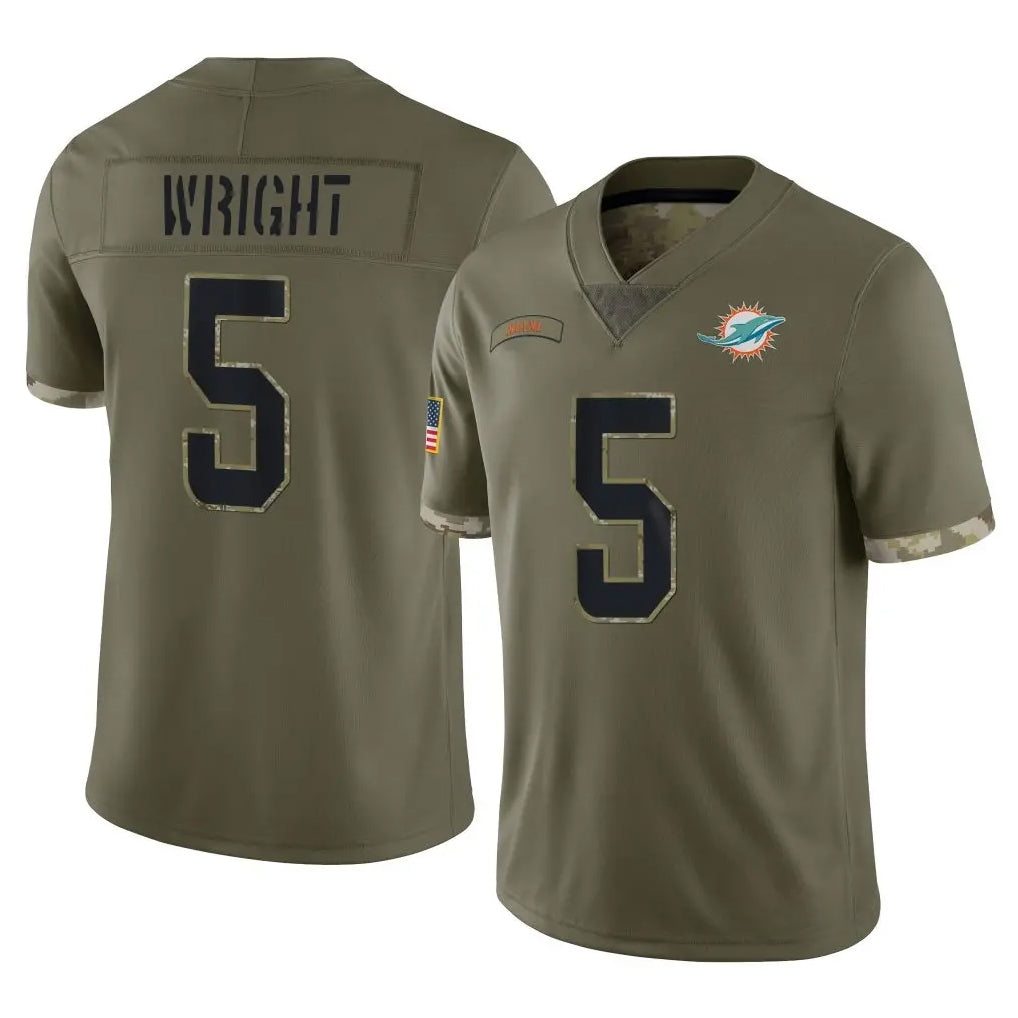 Ndoa M.Dolphins #5 Jaylen Wright Player Olive Salute To Service Limited Stitched Jerseys