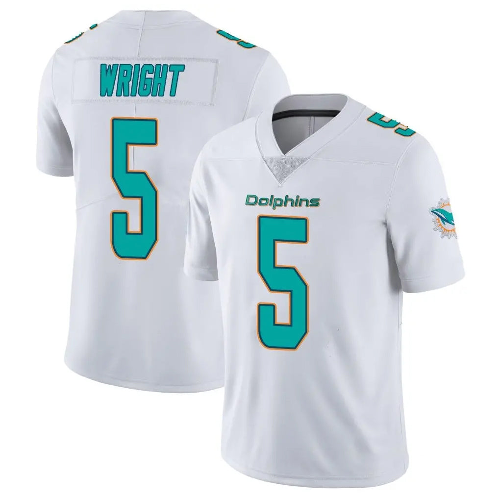 Ndoa M.Dolphins #5 Jaylen Wright Player White Limited Vapor Untouchable Home Game Stitched Jerseys