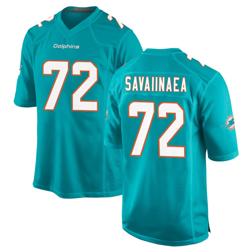 Ndoa M.Dolphins #72 Jonah Savaiinaea Player Aqua Home Game Stitched Jerseys