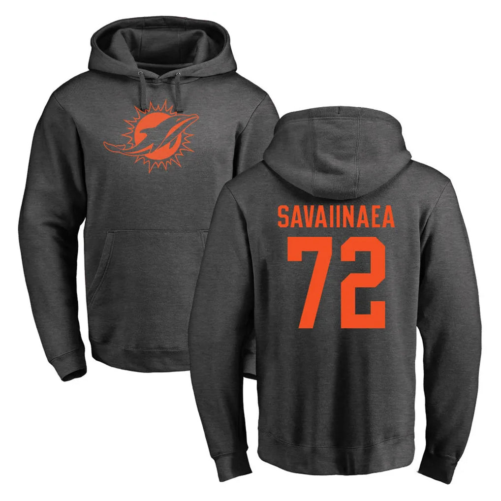 Ndoa M.Dolphins #72 Jonah Savaiinaea Player Darkgray Pullover Hoodies Limited Stitched Jerseys