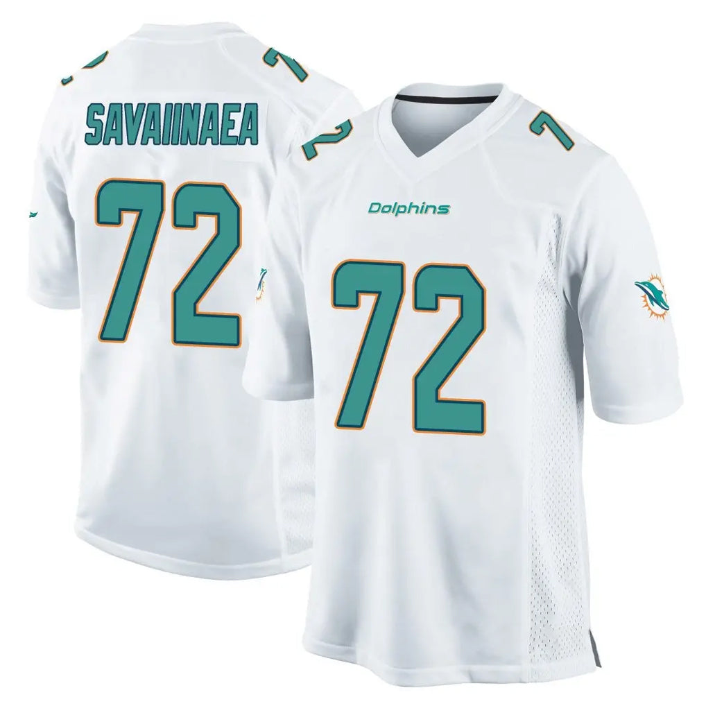 Ndoa M.Dolphins #72 Jonah Savaiinaea Player White Home Game Stitched Jerseys