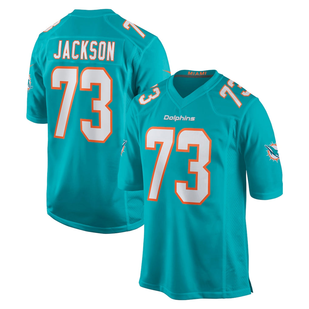 Ndoa M.Dolphins #73 Austin Jackson Player Aqua Home Game Stitched Jerseys