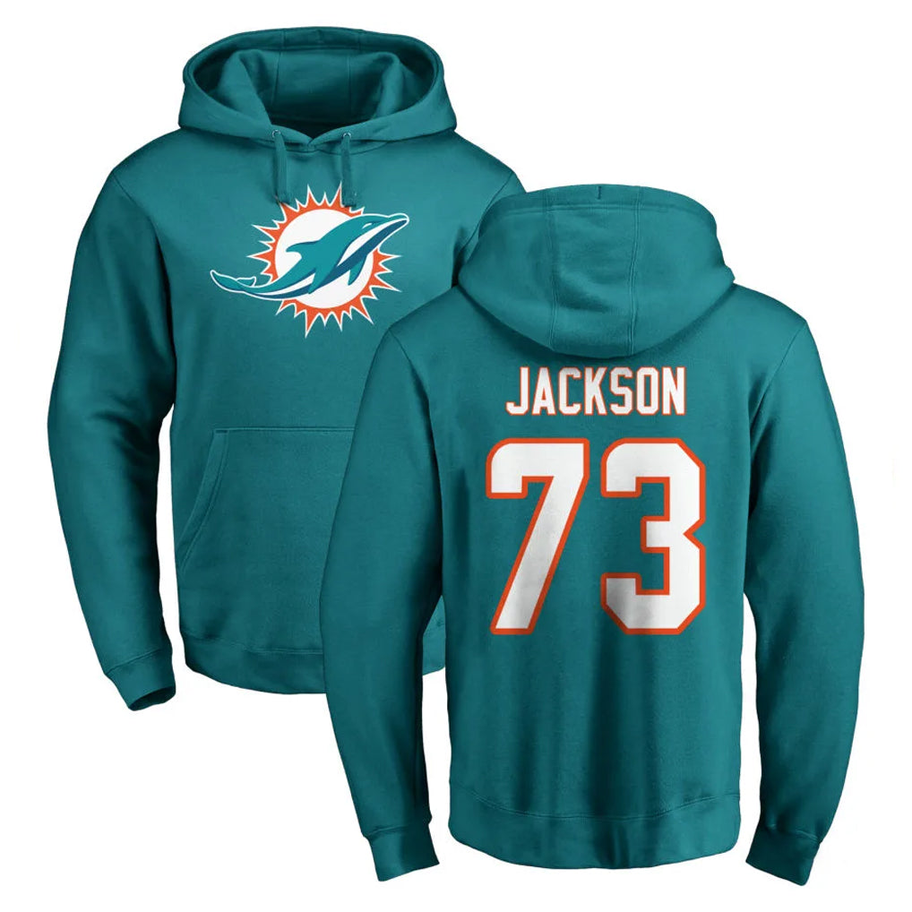 Ndoa M.Dolphins #73 Austin Jackson Player Aqua LOGO Pullover Hoodies Limited Stitched Jerseys