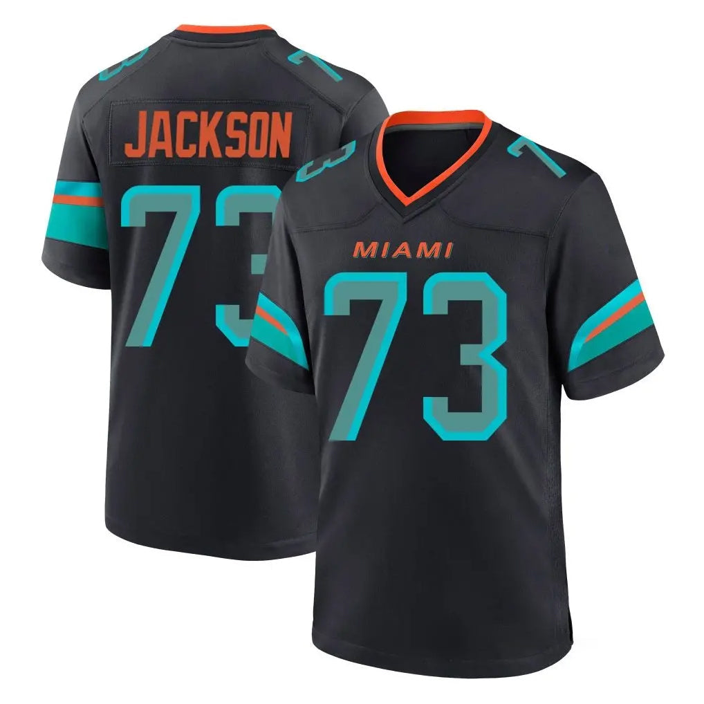 Ndoa M.Dolphins #73 Austin Jackson Player Black Pitch Rivalries Collection Home Game Stitched Jerseys