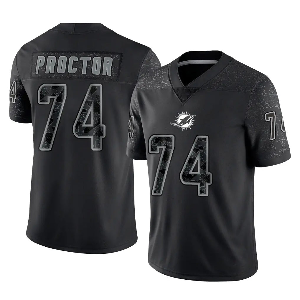 Ndoa M.Dolphins #74 Kadyn Proctor Player Black Reflective Limited Game Stitched Jerseys