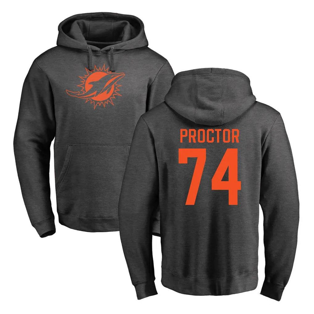 Ndoa M.Dolphins #74 Kadyn Proctor Player Darkgray Pullover Hoodies Limited Stitched Jerseys