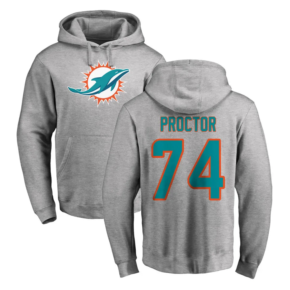 Ndoa M.Dolphins #74 Kadyn Proctor Player Gray LOGO Pullover Hoodies Limited Stitched Jerseys