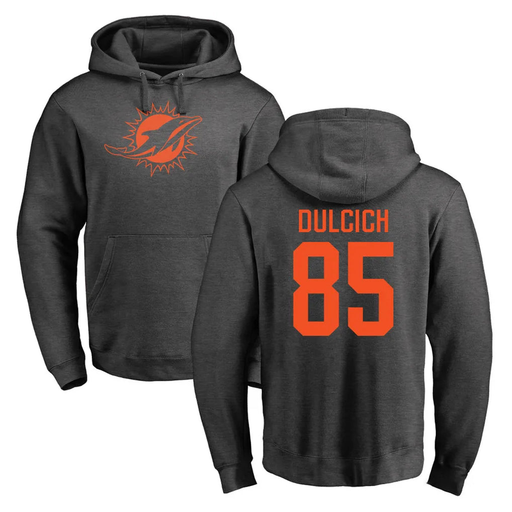 Ndoa M.Dolphins #85 Greg Dulcich Player Darkgray Pullover Hoodies Limited Stitched Jerseys