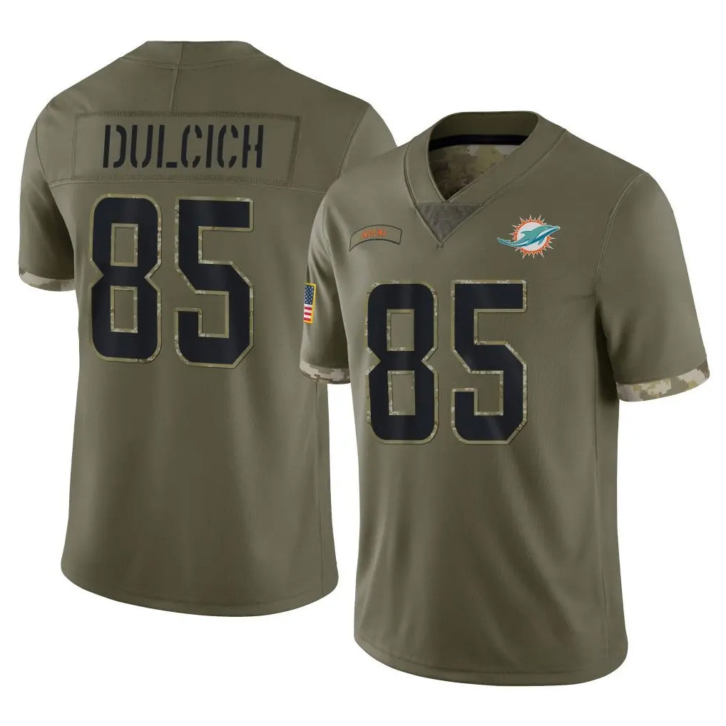 Ndoa M.Dolphins #85 Greg Dulcich Player Olive Salute To Service Limited Stitched Jerseys