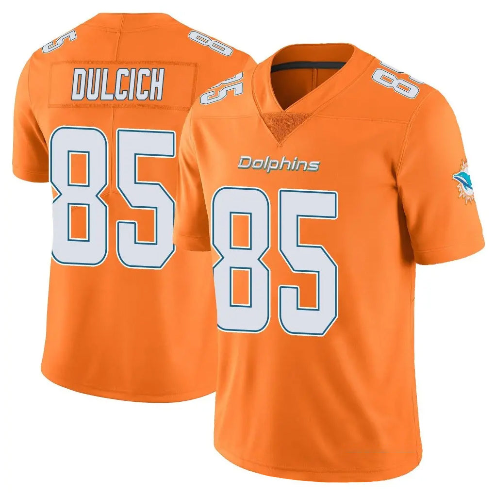 Ndoa M.Dolphins #85 Greg Dulcich Player Orange Limited Home Game Stitched Jerseys