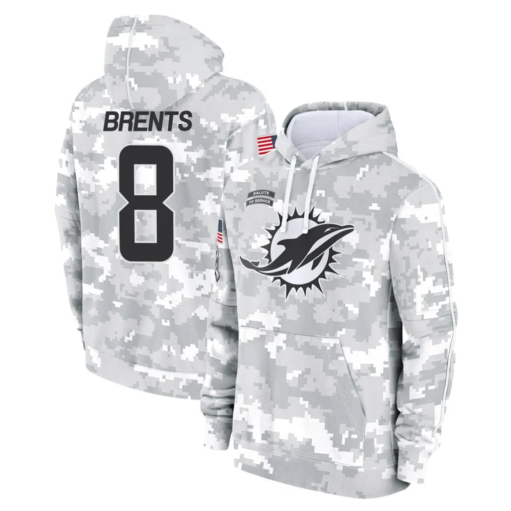 Ndoa M.Dolphins #8 JuJu Brents Player Arctic Camo Salute to Service Hoodies Limited Game Stitched Jerseys