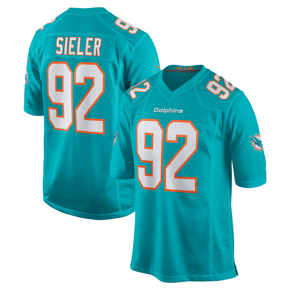 Ndoa M.Dolphins #92 Zach Sieler Player Aqua Home Game Stitched Jerseys