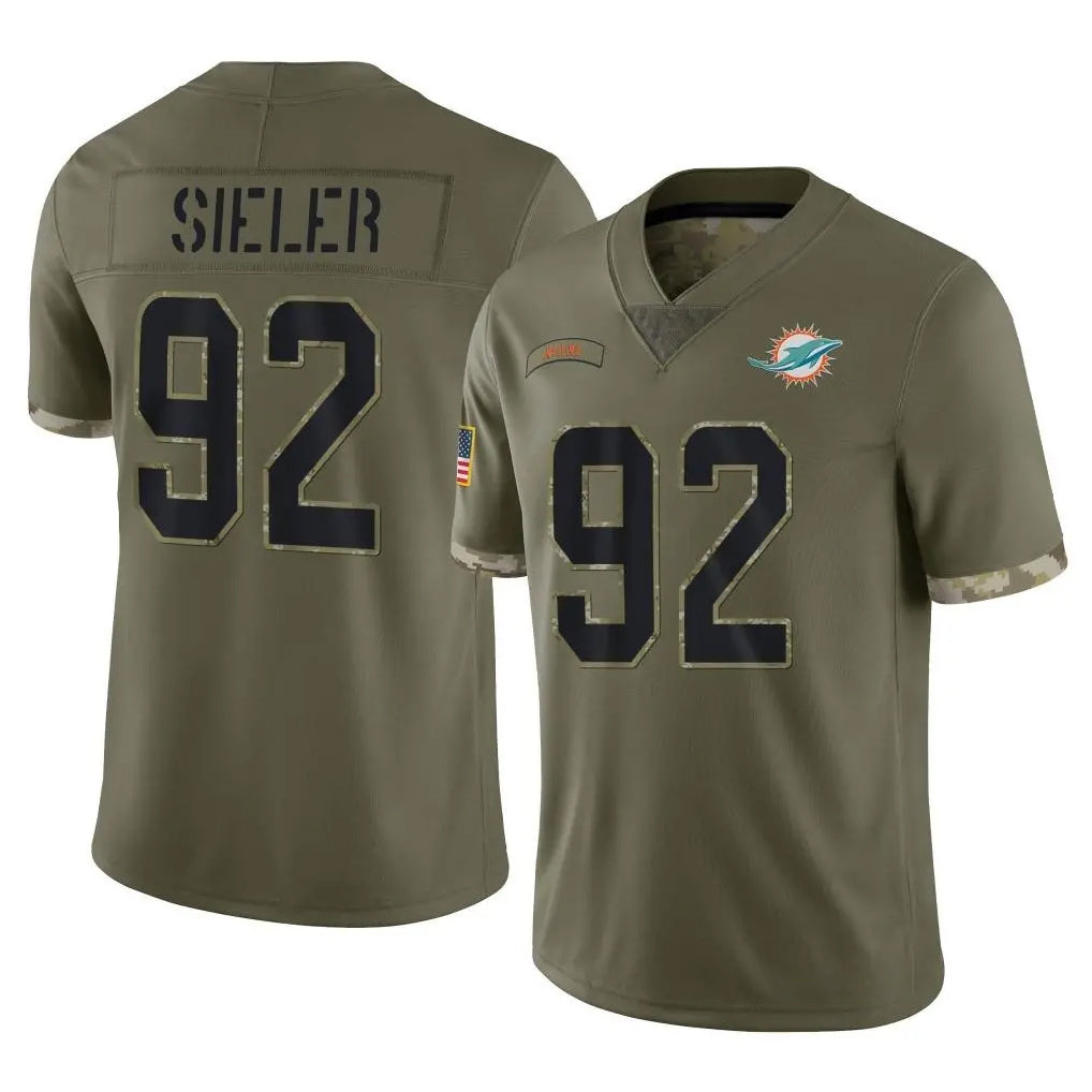 Ndoa M.Dolphins #92 Zach Sieler Player Olive Salute To Service Limited Stitched Jerseys