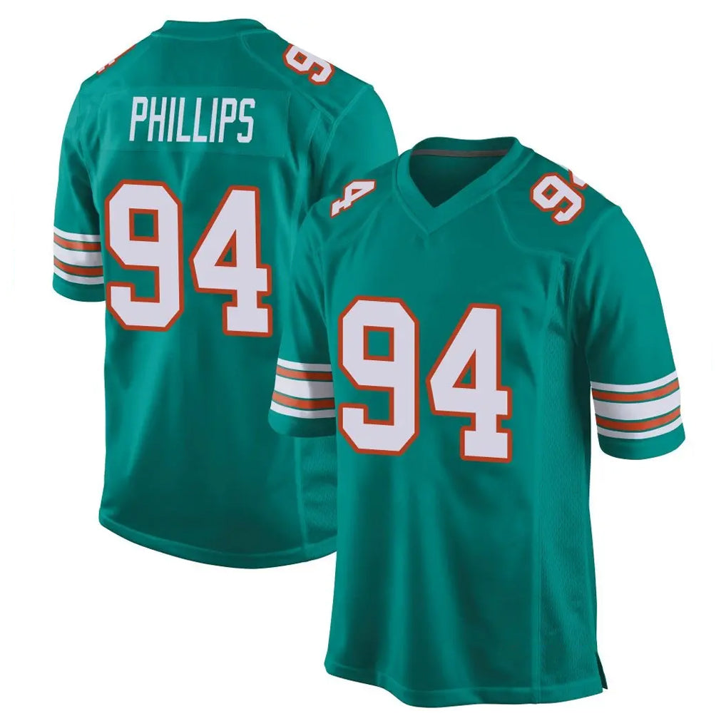Ndoa M.Dolphins #94 Jordan Phillips Player Aqua Alternate Home Game Stitched Jerseys
