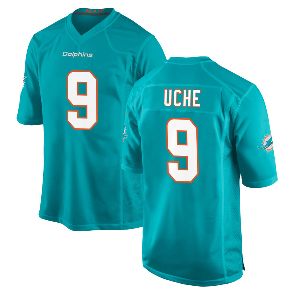 Ndoa M.Dolphins #9 Joshua Uche Player Aqua Home Game Stitched Jerseys