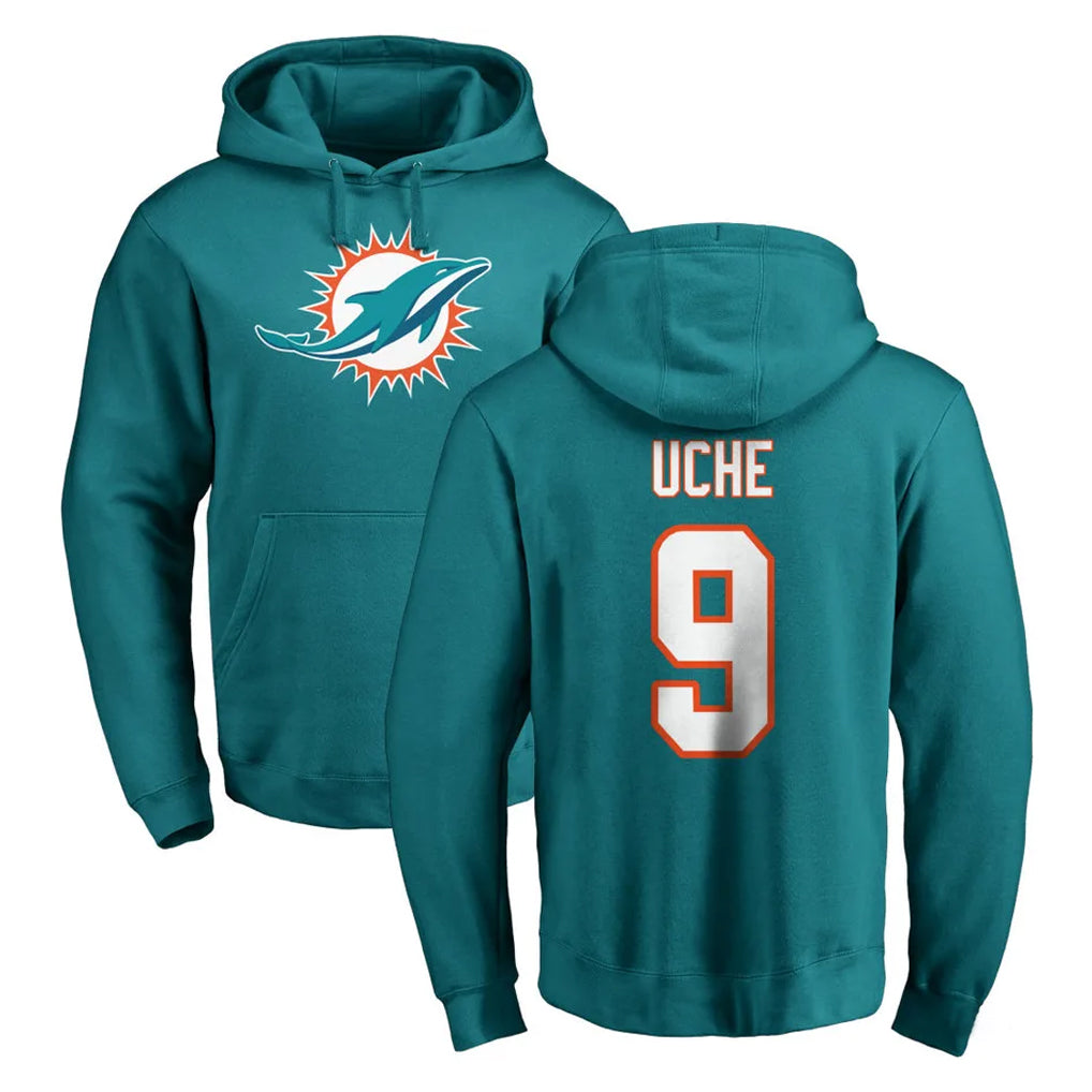 Ndoa M.Dolphins #9 Joshua Uche Player Aqua LOGO Pullover Hoodies Limited Stitched Jerseys