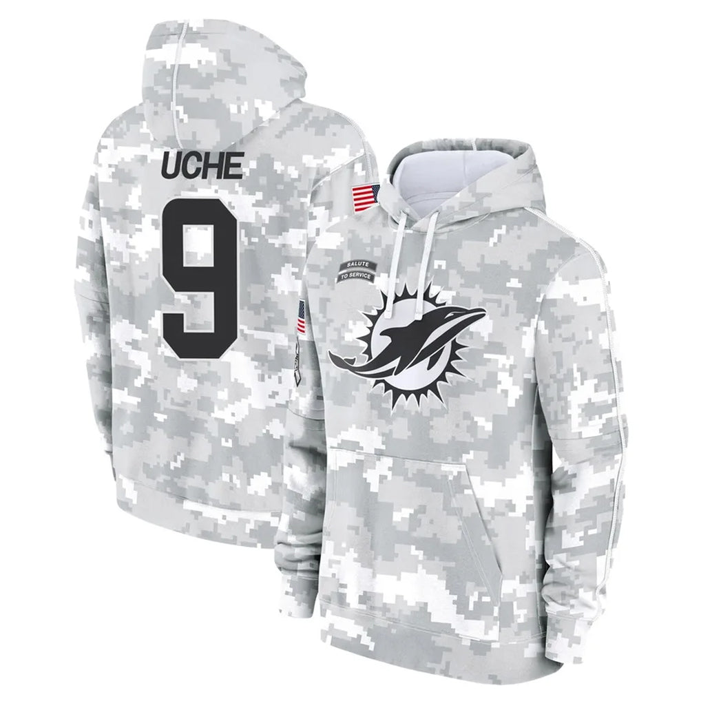 Ndoa M.Dolphins #9 Joshua Uche Player Arctic Camo Salute to Service Hoodies Limited Game Stitched Jerseys
