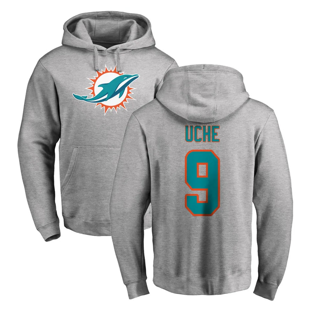Ndoa M.Dolphins #9 Joshua Uche Player Gray LOGO Pullover Hoodies Limited Stitched Jerseys
