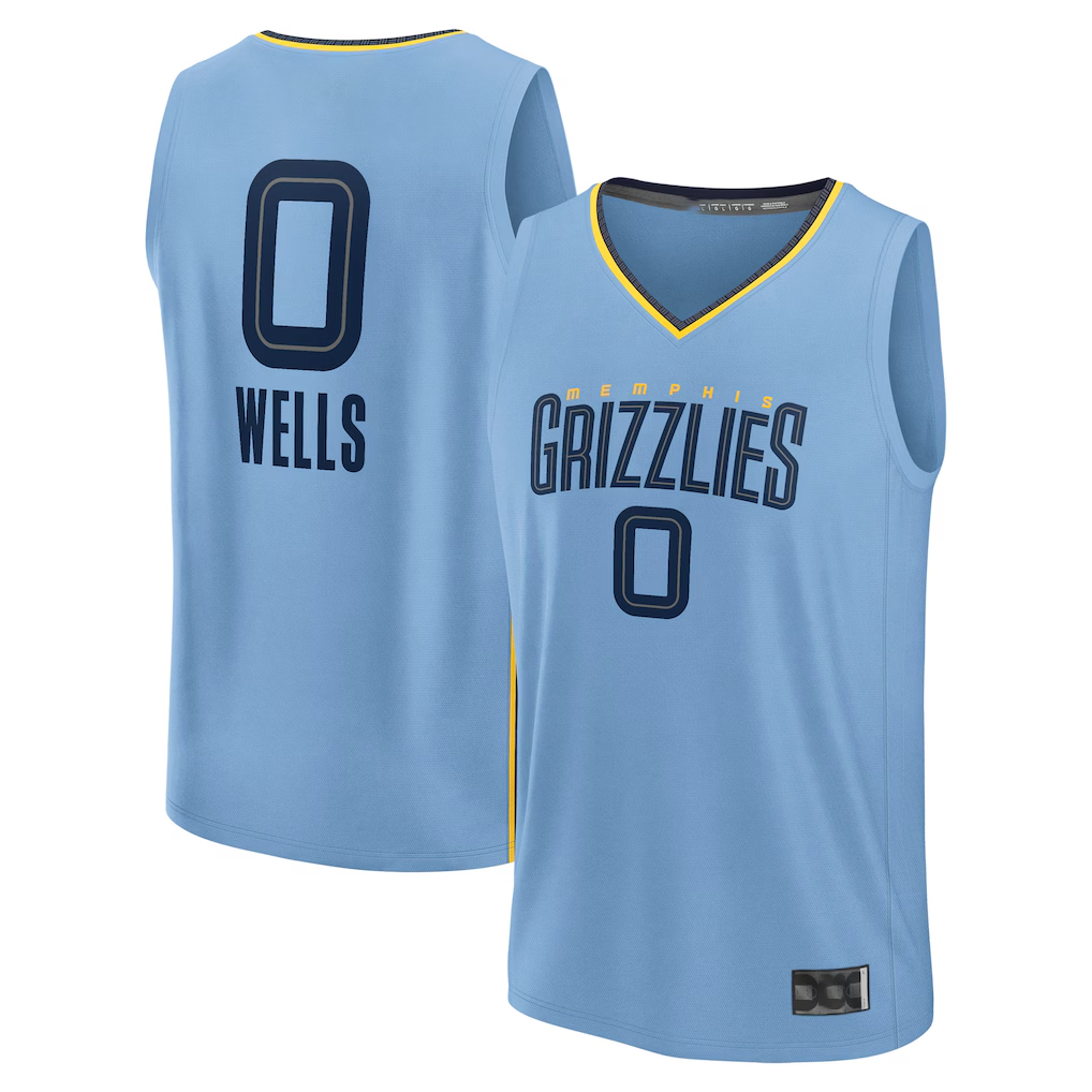 Ndoa M.Grizzlies #0 Jaylen Wells Light Blue Fast Break Replica Player Stitched Jerseys- Statement Edition
