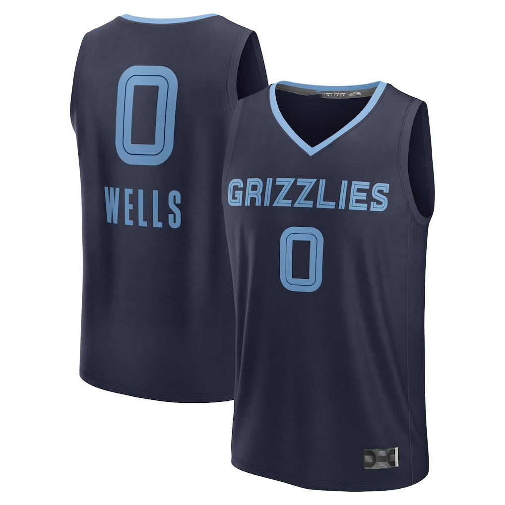 Ndoa M.Grizzlies #0 Jaylen Wells Navy Fast Break Replica Player Stitched Jerseys- Icon Edition