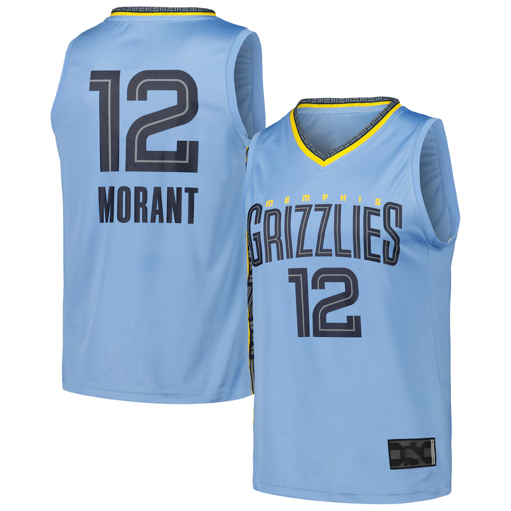 Ndoa M.Grizzlies #12 Ja Morant Light Blue Fast Break Replica Player Stitched Jerseys- Statement Edition