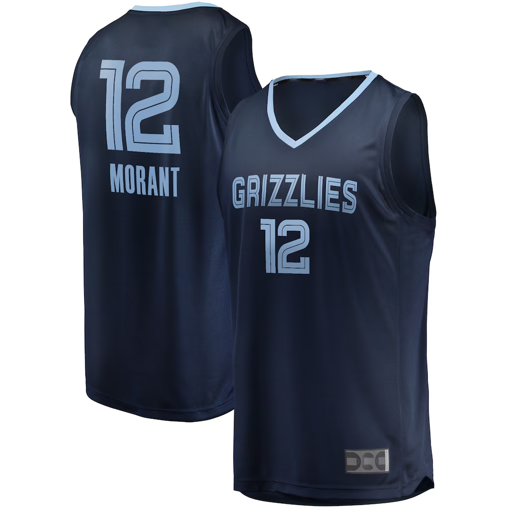Ndoa M.Grizzlies #12 Ja Morant Navy Big & Tall Fast Break Player Stitched Jerseys- Icon Edition