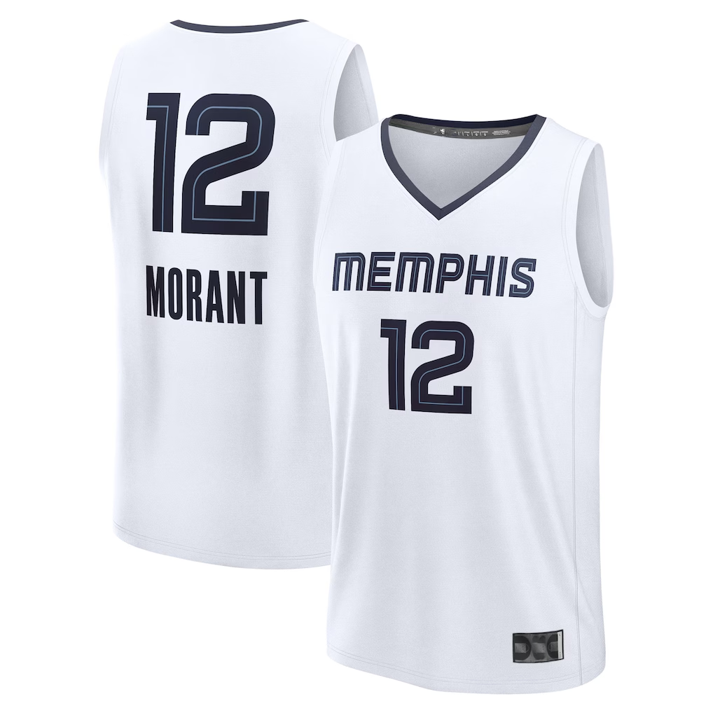 Ndoa M.Grizzlies #12 Ja Morant White Fast Break Replica Player Stitched Jerseys- Association Edition