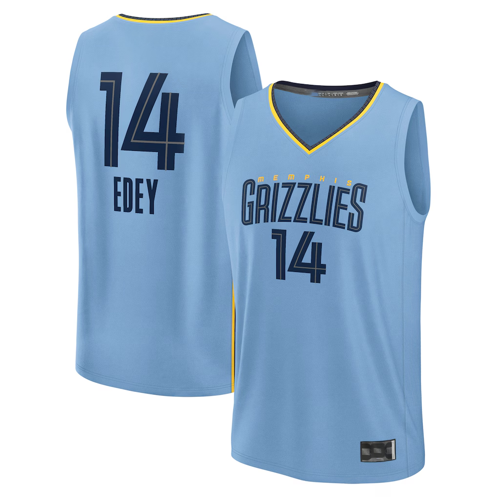 Ndoa M.Grizzlies #14 Zach Edey Light Blue Fast Break Replica Player Stitched Jerseys- Statement Edition