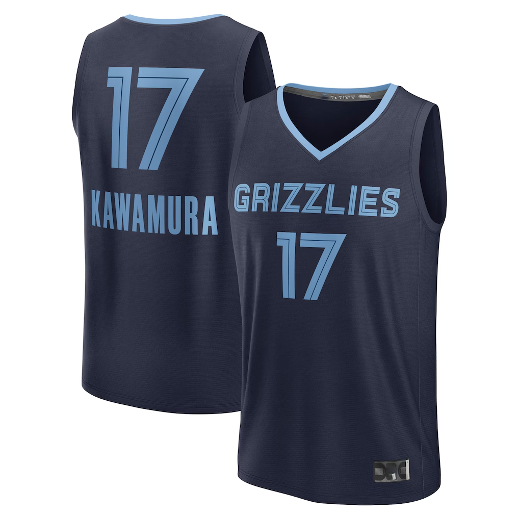 Ndoa M.Grizzlies #17 Yuki Kawamura Navy Fast Break Replica Player Stitched Jerseys- Icon Edition