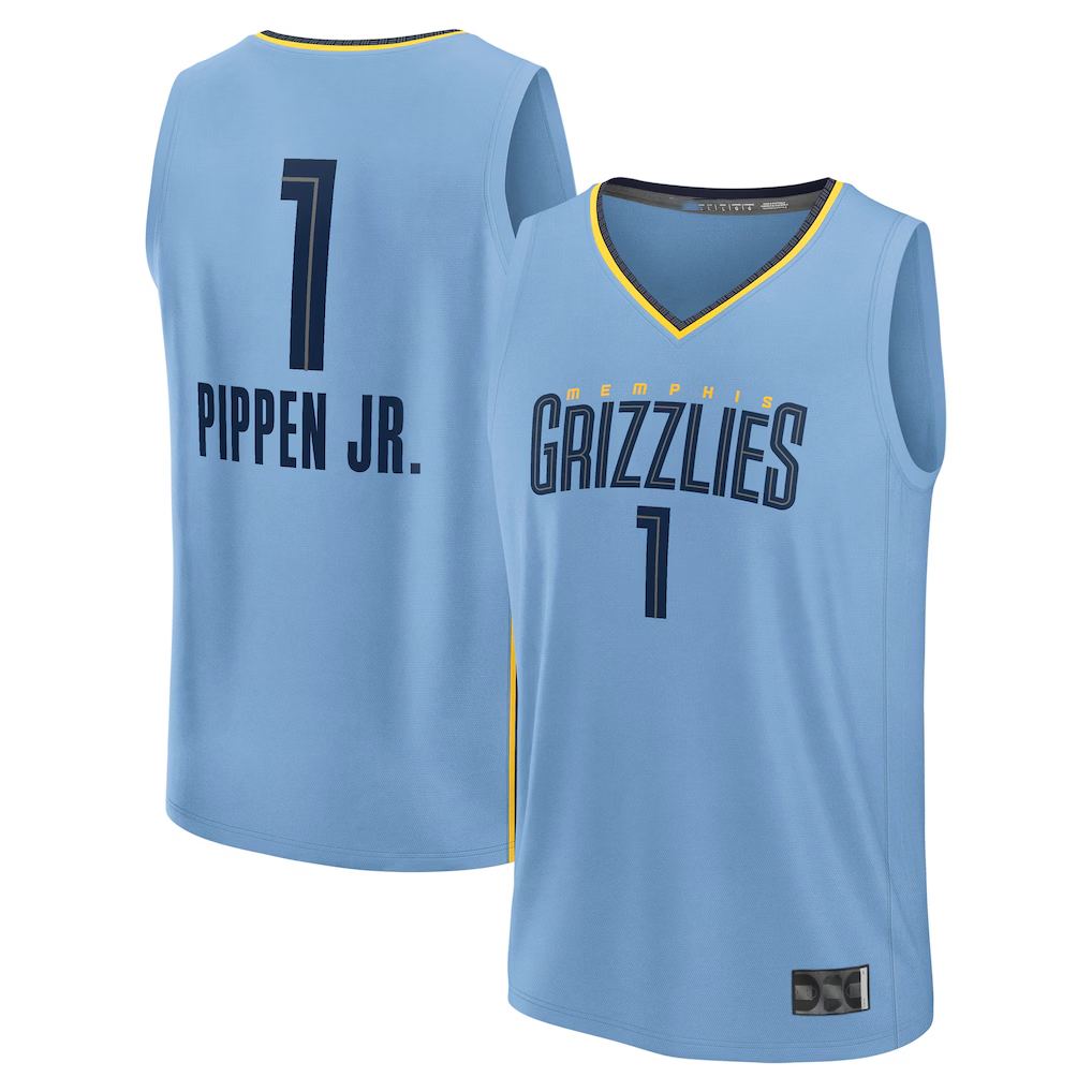 Ndoa M.Grizzlies #1 Scotty Pippen Jr. Light Blue Fast Break Replica Player Stitched Jerseys- Statement Edition