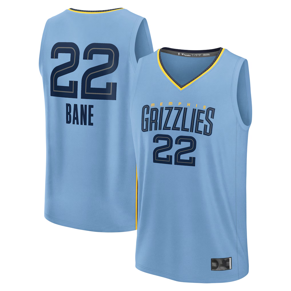 Ndoa M.Grizzlies #22 Desmond Bane Light Blue Fast Break Replica Player Stitched Jerseys- Statement Edition