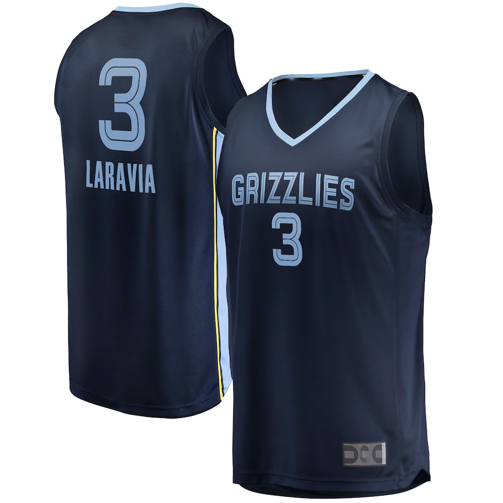 Ndoa M.Grizzlies #3 Jake LaRavia Navy Fast Break Replica Player Stitched Jerseys- Icon Edition