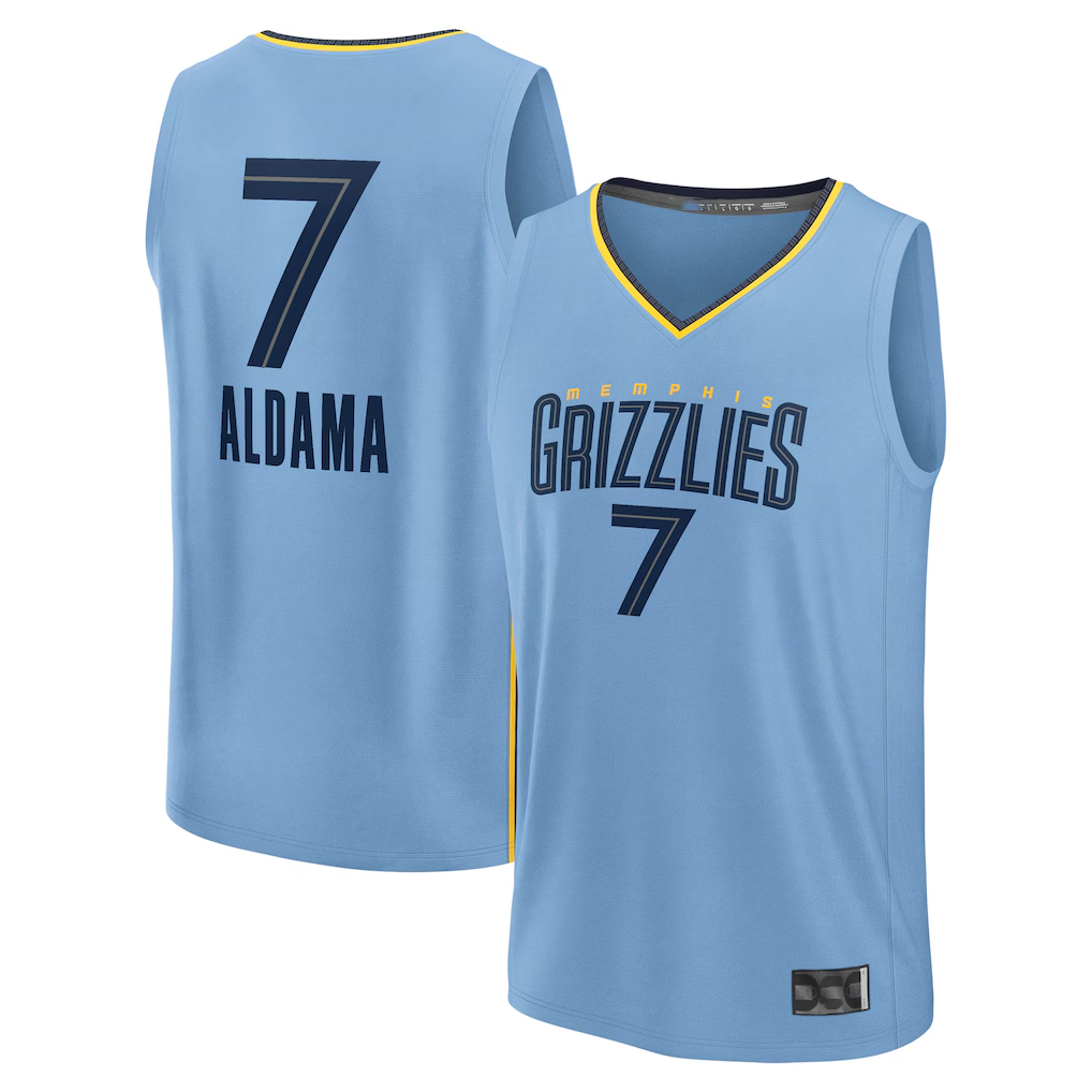 Ndoa M.Grizzlies #7 Santi Aldama Light Blue Fast Break Replica Player Stitched Jerseys- Statement Edition
